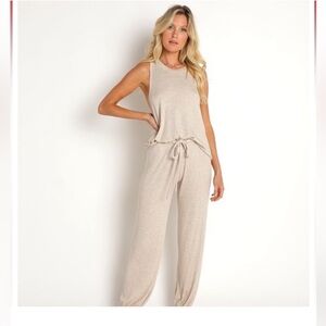 Eberjey tan ribbed joggers L